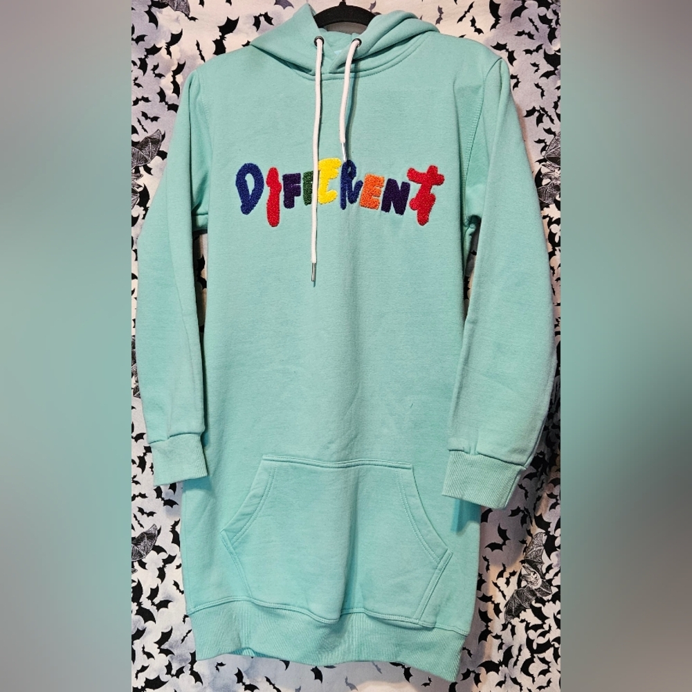 Hoodie Pullover Mint Green With Different Embroidered Small Unisex